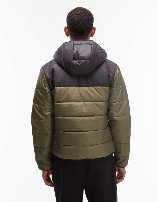 Lacoste – Zweifarbige Pufferjacke in Schwarz und Oliv, 3 von 5