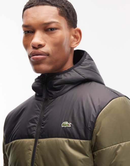 Lacoste – Zweifarbige Pufferjacke in Schwarz und Oliv, 5 von 5
