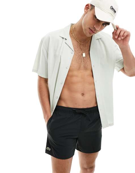 Lacoste - Zwemshort met logo in zwart - view 1