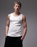 [Lacoste] Lacosted ribbed singlet in off white Chest 38-40 White