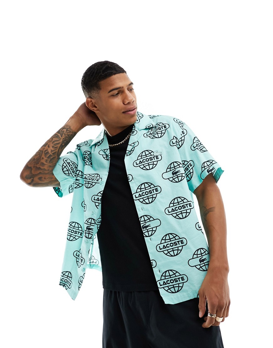 Lacsote all over logo graphics short sleeve shirt in green