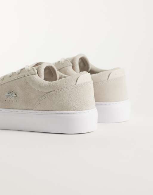 Lacsote court set suede look trainer in off white, 5 of 5