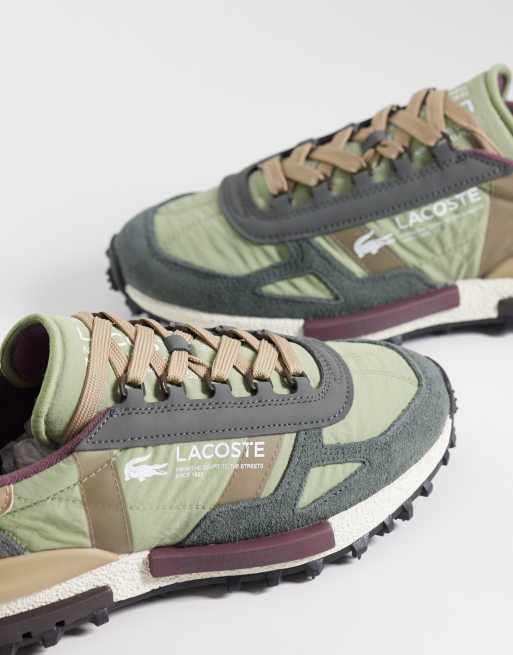 Lacsote Elite Active suede detail sneakers in dark grey and light khaki, 4 of 5
