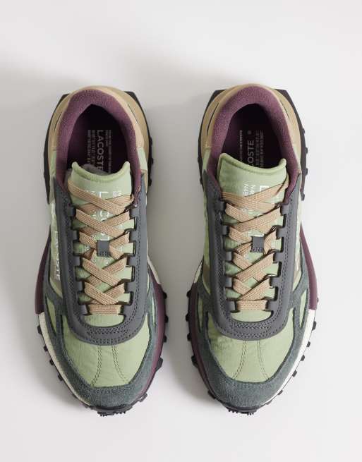 Lacsote elite active suede detail trainer in dark grey and light khaki, 3 of 5