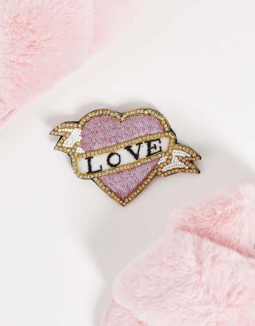 Laines London - Love - Hjemmesko med aftagelig broche i pink, 2 af 4