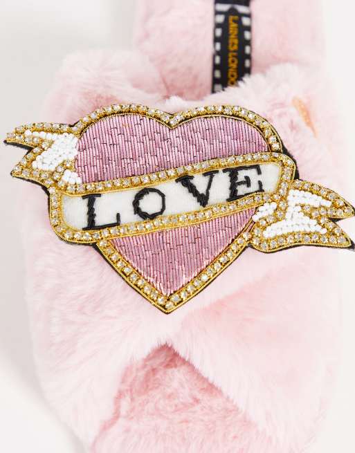 Laines London - Love - Hjemmesko med aftagelig broche i pink, 4 af 4