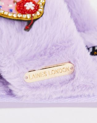 Chaussures Laines London - Pantoufles avec broche crème glacée amovible - Lilas