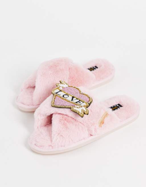 Laines London – Rosa tofflor med avtagbar 