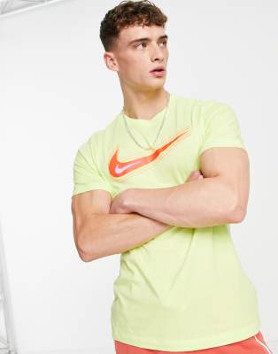 Футболки с принтом  Asos Лаймовая футболка с красным логотипом-галочкой Nike-Зеленый цвет
