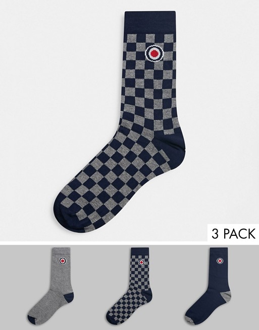 Lambretta 3 pack socks in checkerboard