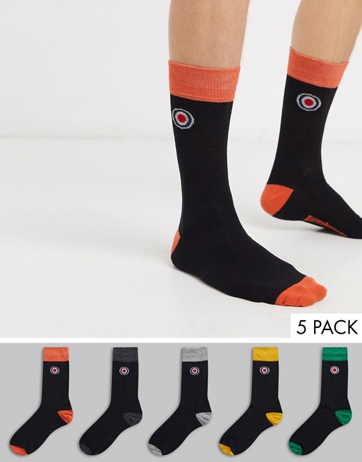 Lambretta 5 pack black socks
