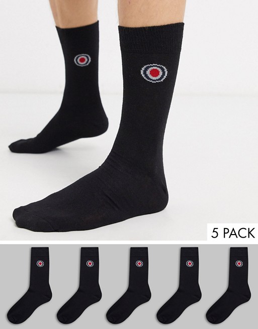 Lambretta 5 pack classic black socks
