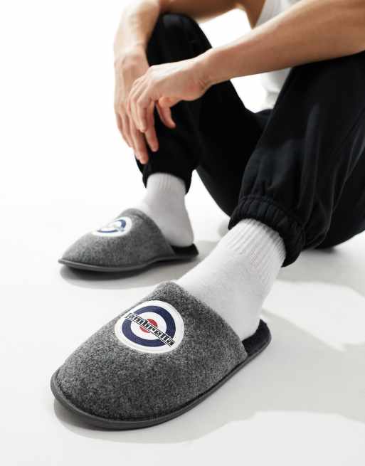 Lambretta classic logo slippers in charcoal grey ASOS