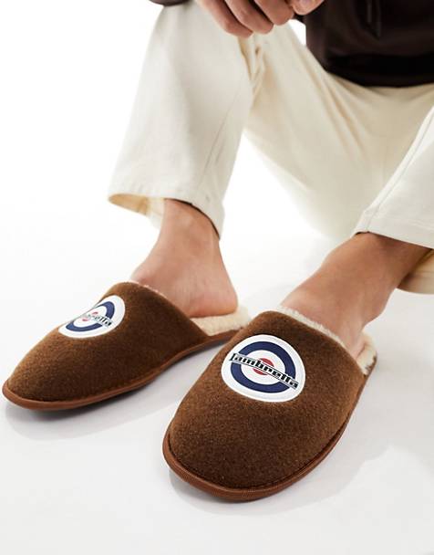 Lambretta classic logo slippers in tan
