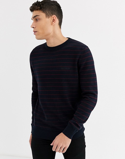 Lambretta knitted stripe jumper in 100% cotton
