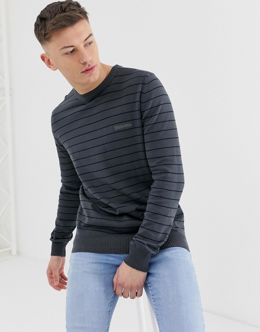 Lambretta knitted stripe jumper in 100% cotton-Grey