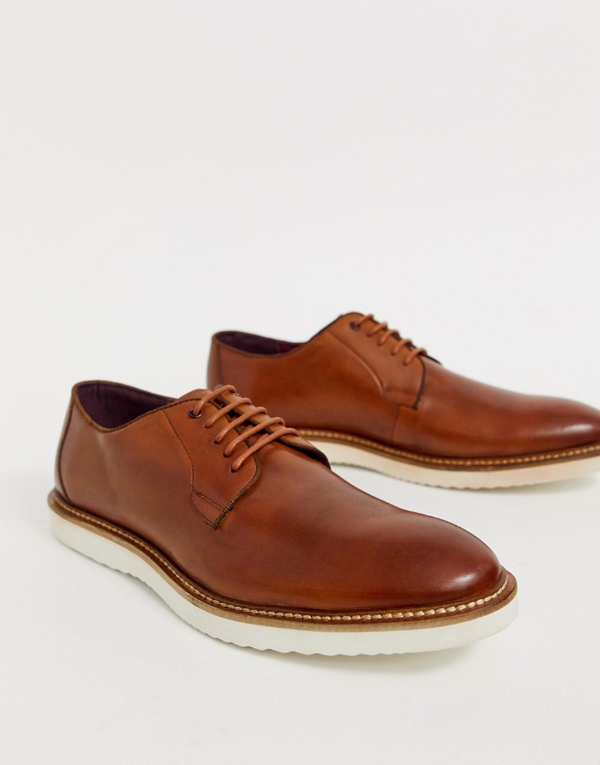 Lambretta lace up leather shoe with chunky sole-Brown