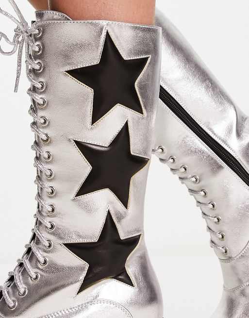 Lamoda Big League festival boots in metallic silver