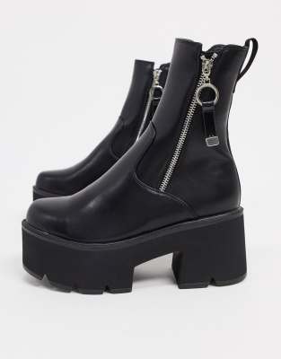 black chunky heel boots