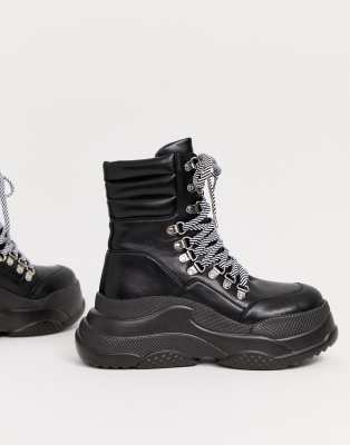 black lace up hiker boots