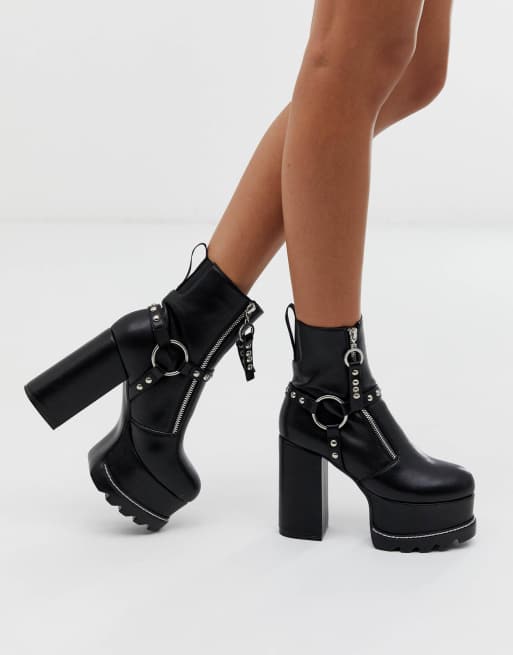 black canvas platform boots