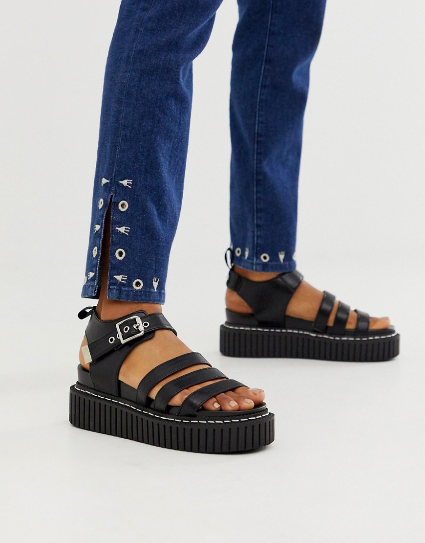 Lamoda black platform tykke sandaler-Sort