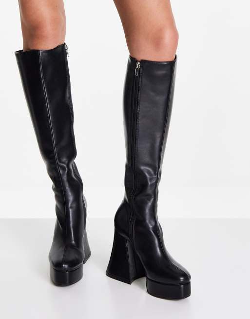 Lamoda Bottes hauteur genou talon vas Noir