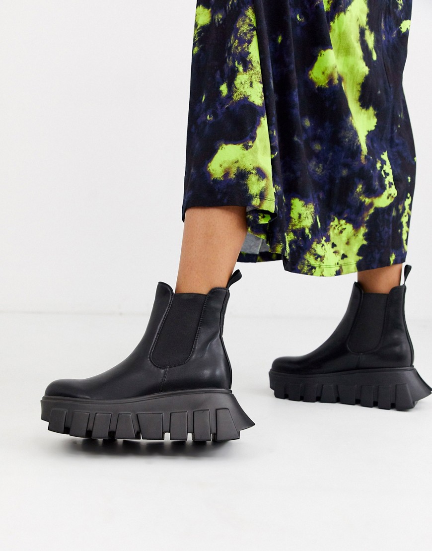 Lamoda - Chelsea boots met extreme dikke zool in zwart