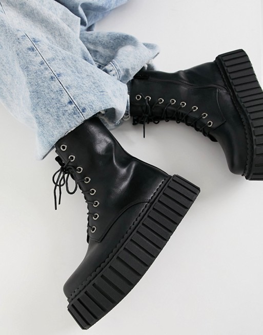 Lamoda chunky creeper boots in black