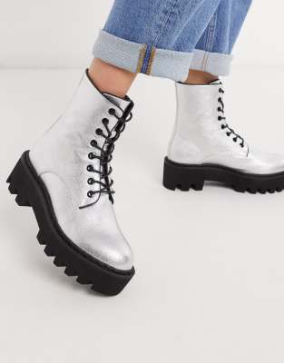 chunky silver boots