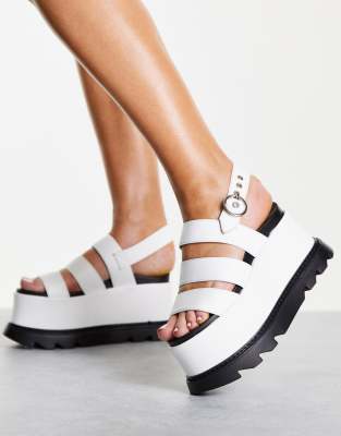 white chunky flatforms