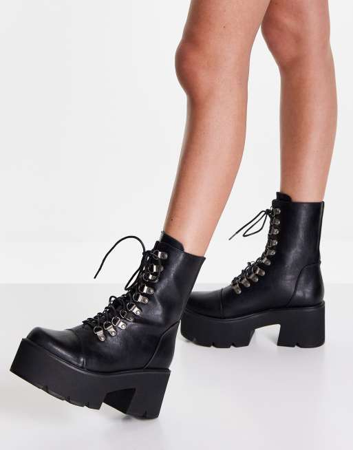 Lamoda chunky lace up boots in black | ASOS