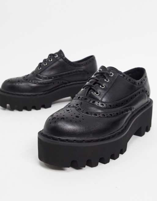 Lamoda chunky lace up shoes in black | ASOS