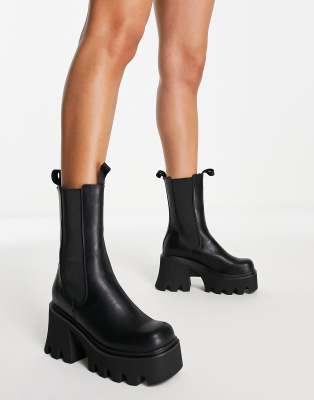 lamoda black chunky platform chelsea boots