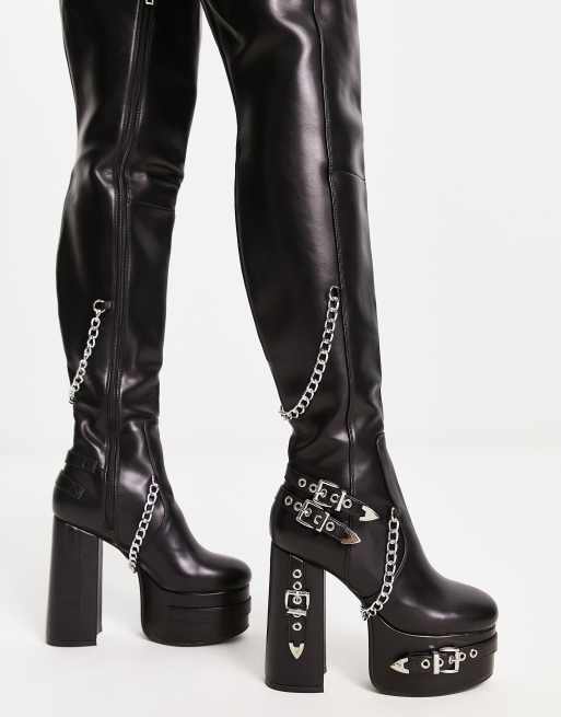 Chunky platform over the best sale knee boots