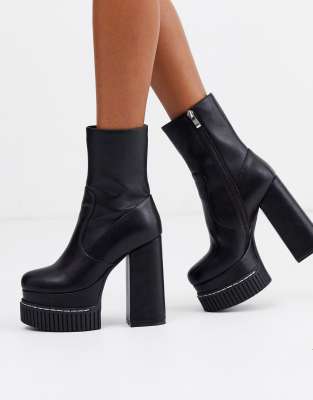 black chunky platform boots