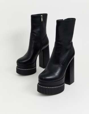 black chunky platform boots