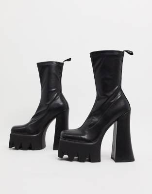Lamoda Chunky Sock Boots In Black