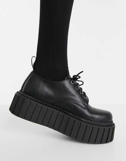 Lamoda Creeper zum Schnuren in Schwarz mit dicker Sohle ASOS