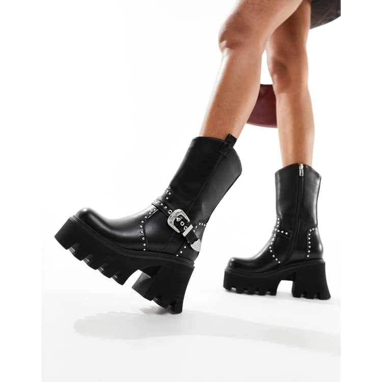 Lamoda Crocodile Tears chunky heeled ankle boots with western