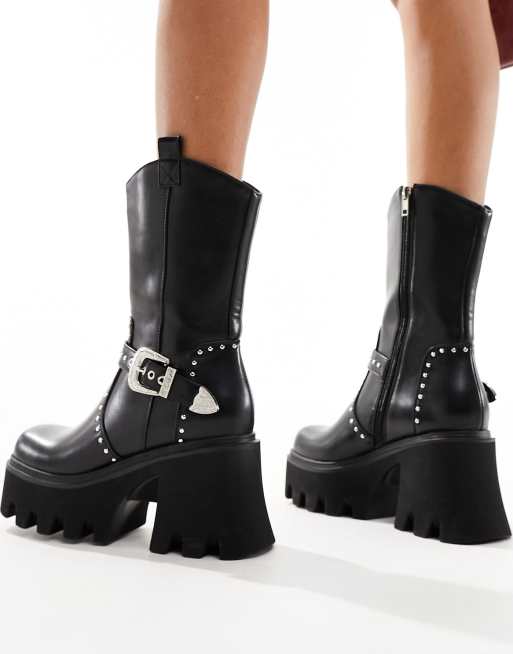 Lamoda Crocodile Tears chunky heeled ankle boots with western