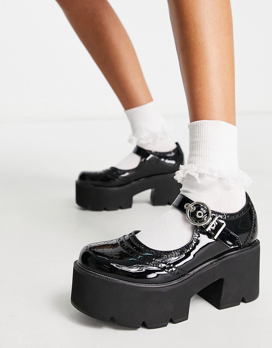 Lamoda Dedicated chunky heeled shoes in black patent