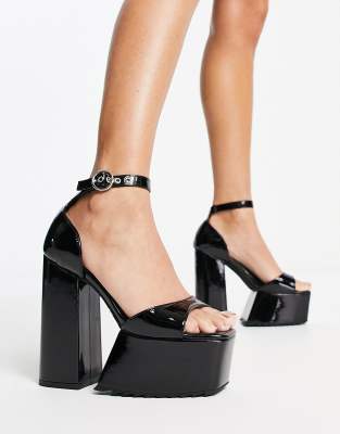 Lamoda extreme platform heels in black patent