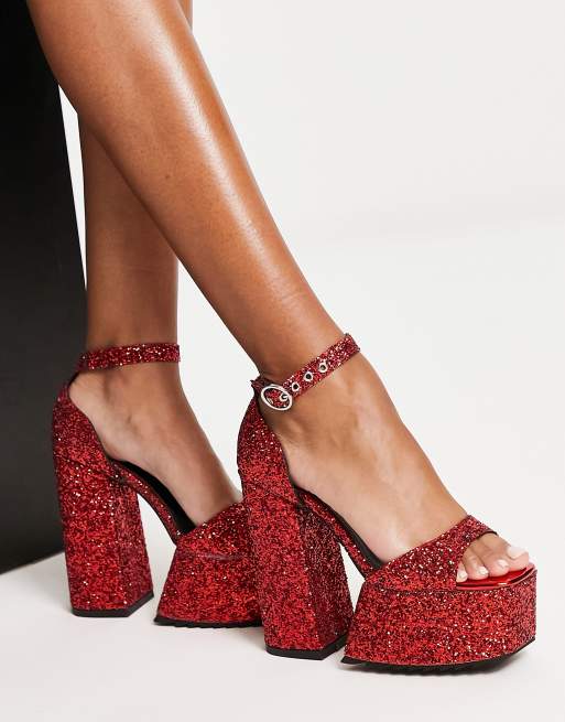 Red sequin best sale shoes heels