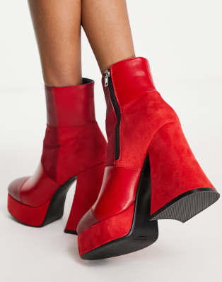 red platform heels boots