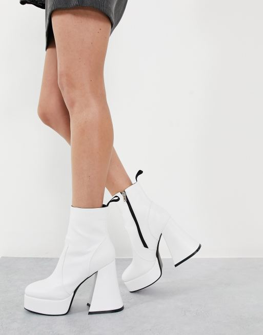 White platform shop boot heels