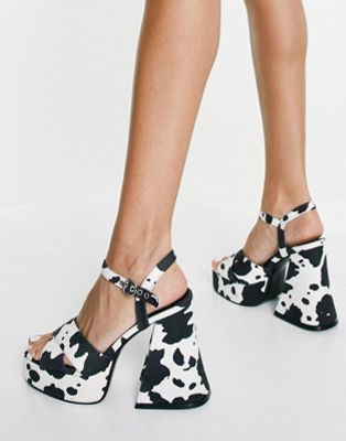 Lamoda flared heel platform sandal in cow print