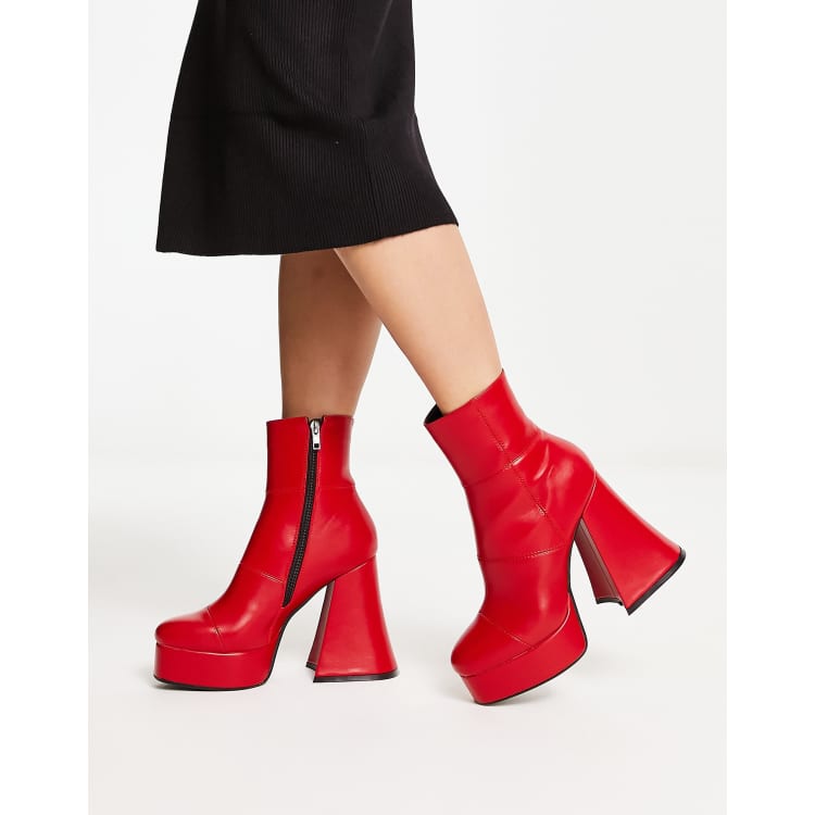 Red platform sale ankle boots