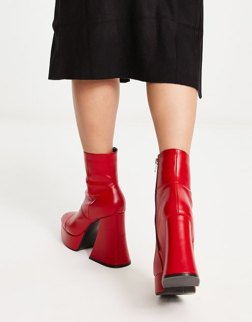 Red on sale platform booties