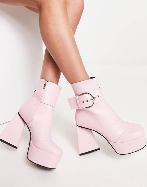 Pink platform ankle clearance boots